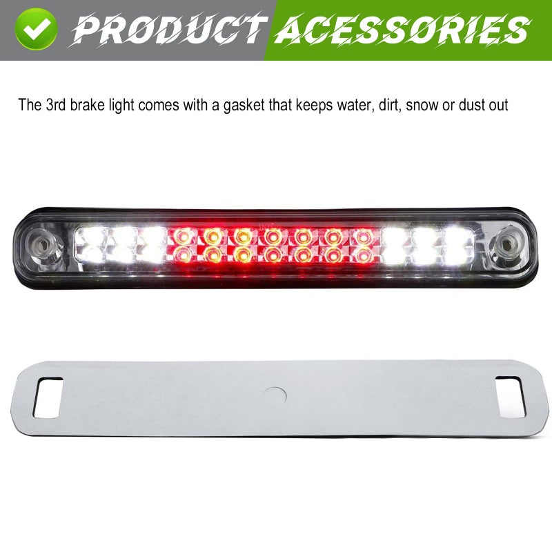 Bomusou Fit for Silverado (94-98), for Blazer (92-93), for Chevy/GMC C/K 1500 2500 3500 (1988-2000) High Mount LED 3rd Brake Light (Chrome Housing Clear Lens) - Image 4